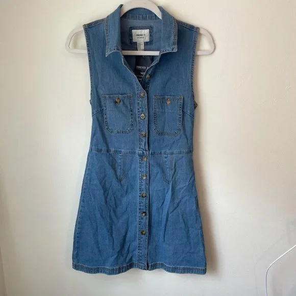 Forever 21 | Dresses | Forever 2 Button Down Denim Dress | Poshmark